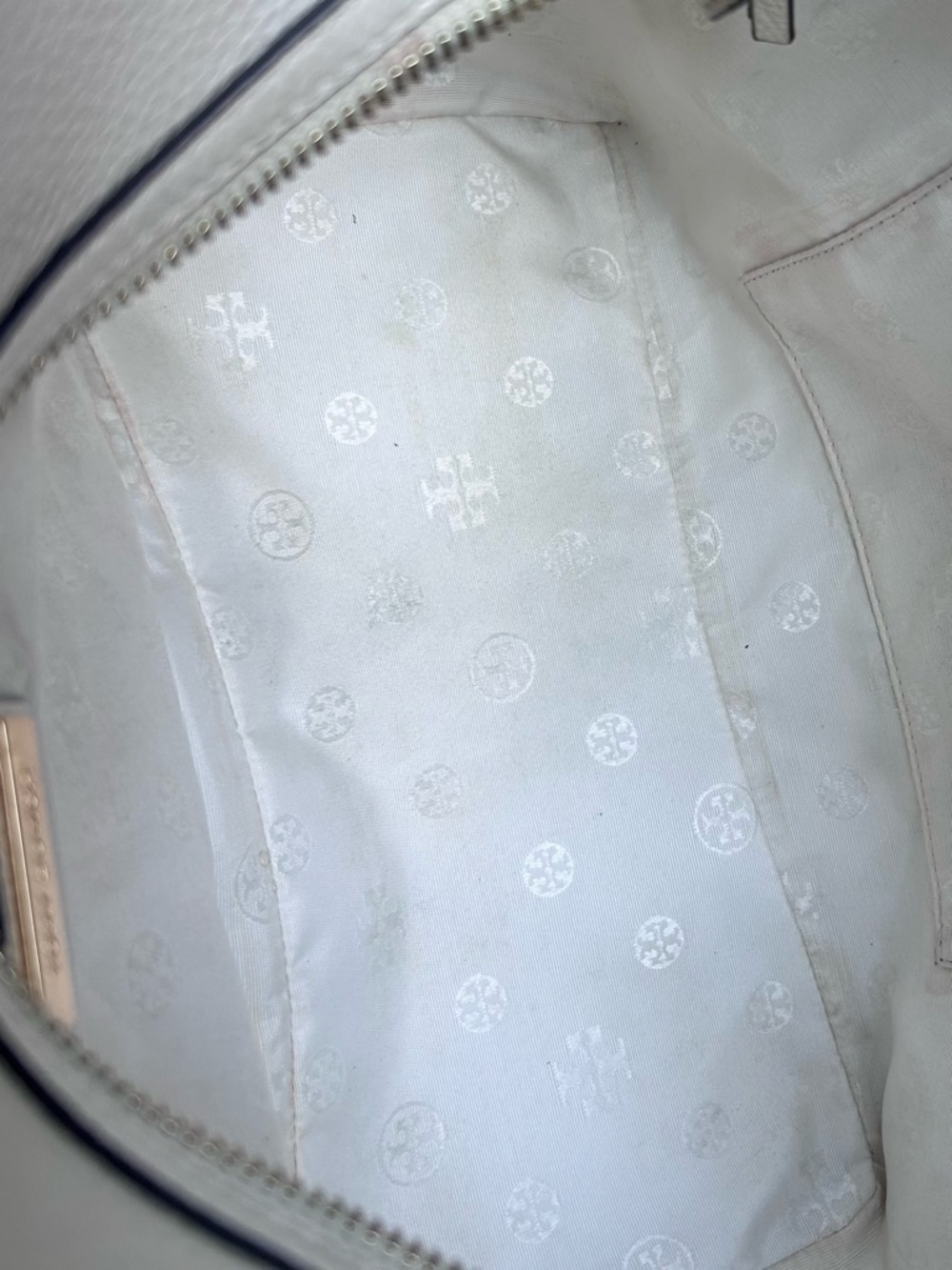 TORY BURCH Thea Applique White Floral Pebble Leather Satchel - Picture 14 of 16